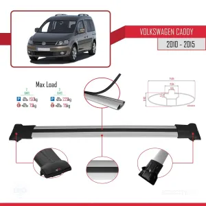Volkswagen Caddy 2010-2015 Arası ile uyumlu FLY Model Ara Atkı Tavan Barı GRİ thumb 4