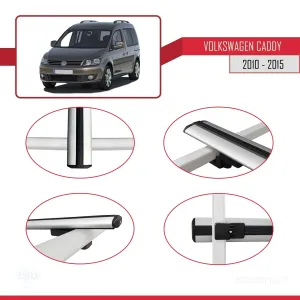 Volkswagen Caddy 2010-2015 Arası ile uyumlu Basic Model Ara Atkı Tavan Barı GRİ 3 ADET thumb 4
