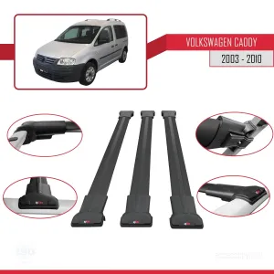 Volkswagen Caddy 2003-2010 Arası ile uyumlu FLY Model Ara Atkı Tavan Barı SİYAH 3 ADET BAR - Görsel 5