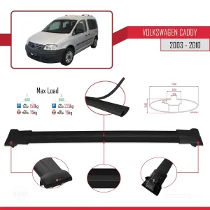 Volkswagen Caddy 2003-2010 Arası ile uyumlu FLY Model Ara Atkı Tavan Barı SİYAH thumb 4
