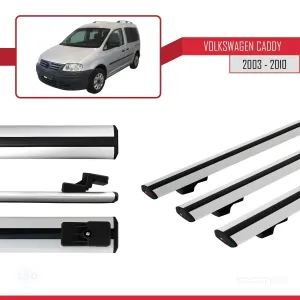 Volkswagen Caddy 2003-2010 Arası ile uyumlu Basic Model Ara Atkı Tavan Barı GRİ 3 ADET - Görsel 3