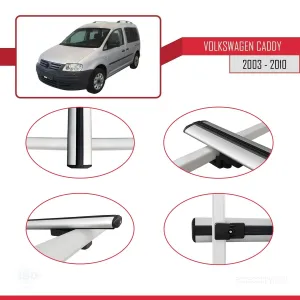 Volkswagen Caddy 2003-2010 Arası ile uyumlu Basic Model Ara Atkı Tavan Barı GRİ 3 ADET - Görsel 4