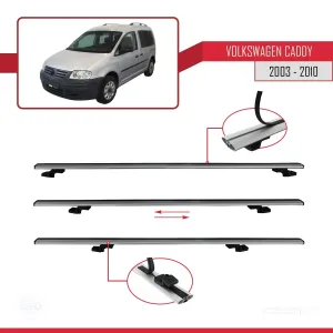 Volkswagen Caddy 2003-2010 Arası ile uyumlu Basic Model Ara Atkı Tavan Barı GRİ 3 ADET - Görsel 5