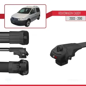 Volkswagen Caddy 2003-2010 Arası ile uyumlu ACE-1 Ara Atkı Tavan Barı SİYAH 4 ADET BAR thumb 5