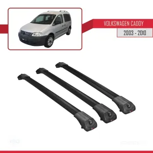 Volkswagen Caddy 2003-2010 Arası ile uyumlu ACE-1 Ara Atkı Tavan Barı SİYAH 3 ADET BAR thumb 3