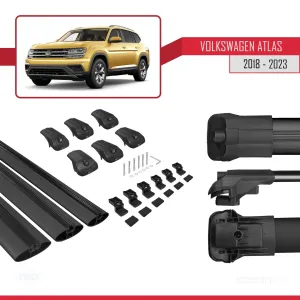 Volkswagen Atlas 2018-2023 ile uyumlu ACE-1 Ara Atkı Tavan Barı SİYAH 3 ADET BAR thumb 5