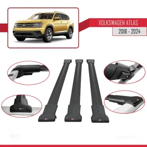 Volkswagen Atlas 2018 ve Sonrası ile Uyumlu FLY Model Ara Atkı Tavan Barı SİYAH 3 ADET BAR thumb 5
