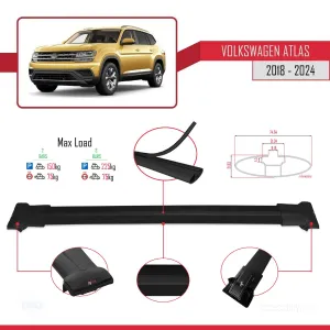 Volkswagen Atlas 2018 ve Sonrası ile Uyumlu FLY Model Ara Atkı Tavan Barı SİYAH - Görsel 4