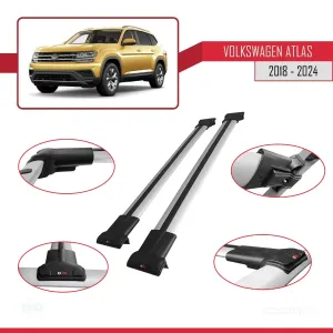 Volkswagen Atlas 2018 ve Sonrası ile Uyumlu FLY Model Ara Atkı Tavan Barı GRİ - Görsel 5