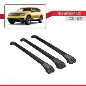 Volkswagen Atlas 2018 ve Sonrası ile uyumlu ACE-1 Ara Atkı Tavan Barı SİYAH 3 ADET BAR thumb 3