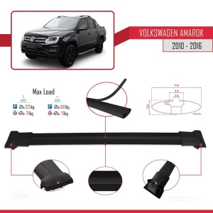 Volkswagen Amarok 2010-2016 Arası ile Uyumlu FLY Model Ara Atkı Tavan Barı SİYAH 3 ADET BAR thumb 4