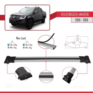 Volkswagen Amarok 2010-2016 Arası ile uyumlu FLY Model Ara Atkı Tavan Barı GRİ - Görsel 4