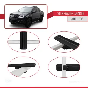 Volkswagen Amarok 2010-2016 Arası ile uyumlu Basic Model Ara Atkı Tavan Barı SİYAH 3 ADET thumb 4