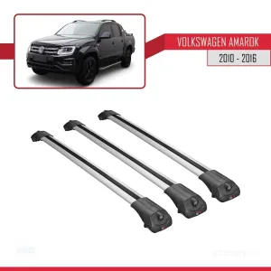 Volkswagen Amarok 2010-2016 Arası ile uyumlu ACE-1 Ara Atkı Tavan Barı GRİ 3 ADET BAR thumb 3