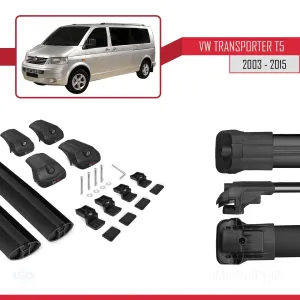 Volkswagen (T5) 2003-2015 Arası ile uyumlu ACE-1 Ara Atkı Tavan Barı SİYAH thumb 5