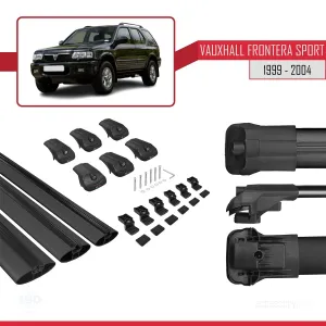 Vauxhall Frontera Sport 1999-2004 Arası ile uyumlu ACE-1 Ara Atkı Tavan Barı SİYAH 3 ADET BAR thumb 5