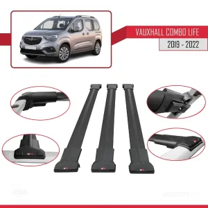 Opel Combo Life 2019-2022 Arası ile Uyumlu FLY Model Ara Atkı Tavan Barı SİYAH 3 ADET BAR - Görsel 4