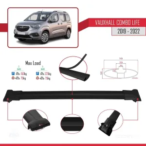 Opel Combo Life 2019-2022 Arası ile Uyumlu FLY Model Ara Atkı Tavan Barı SİYAH - Görsel 3