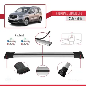 Vauxhall Combo Life 2019-2022 Arası ile Uyumlu FLY Model Ara Atkı Tavan Barı GRİ thumb 3