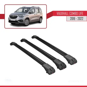 Vauxhall Combo Life 2019-2022 Arası ile uyumlu ACE-1 Ara Atkı Tavan Barı SİYAH 3 ADET BAR thumb 3