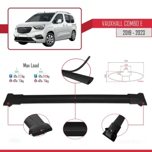 Vauxhall Combo E 2019-2023 Arası ile Uyumlu FLY Model Ara Atkı Tavan Barı SİYAH 3 ADET BAR thumb 4