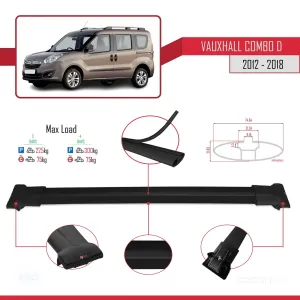 Vauxhall Combo D 2012-2018 Arası ile Uyumlu FLY Model Ara Atkı Tavan Barı SİYAH 3 ADET BAR thumb 4