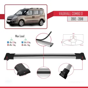 Opel Combo D 2012-2018 Arası ile Uyumlu FLY Model Ara Atkı Tavan Barı GRİ 3 ADET BAR - Görsel 4