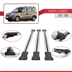 Opel Combo D 2012-2018 Arası ile Uyumlu FLY Model Ara Atkı Tavan Barı GRİ 3 ADET BAR - Görsel 5