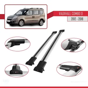 Opel Combo D 2012-2018 Arası ile Uyumlu FLY Model Ara Atkı Tavan Barı GRİ - Görsel 5