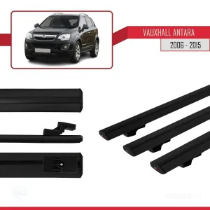 Vauxhall Antara 2006-2015 Arası ile uyumlu Basic Model Ara Atkı Tavan Barı SİYAH 3 ADET - Görsel 3