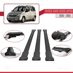 Toyota Yaris Verso (XP20) 2000-2005 Arası ile Uyumlu FLY Model Ara Atkı Tavan Barı SİYAH 3 ADET BAR thumb 5