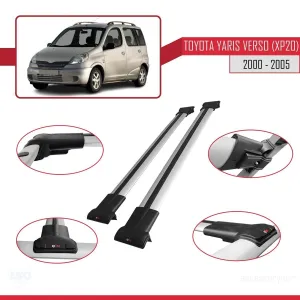 Toyota Yaris Verso (XP20) 2000-2005 Arası ile Uyumlu FLY Model Ara Atkı Tavan Barı GRİ - Görsel 5