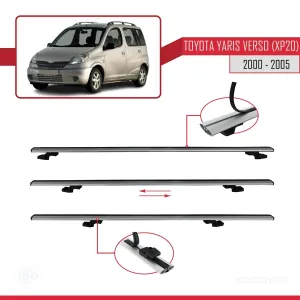 Toyota Yaris Verso (XP20) 2000-2005 Arası ile uyumlu Basic Model Ara Atkı Tavan Barı GRİ 3 ADET thumb 5