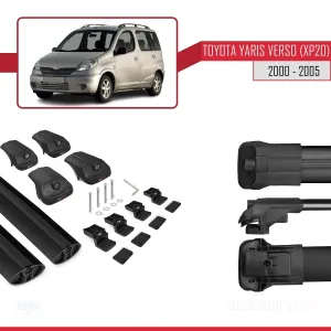 Toyota Yaris Verso (XP20) 2000-2005 Arası ile uyumlu ACE-1 Ara Atkı Tavan Barı SİYAH thumb 5