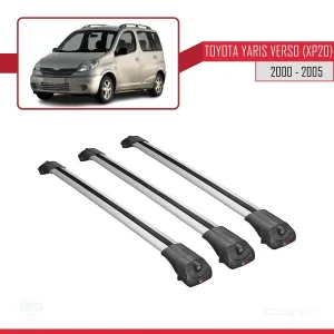 Toyota Yaris Verso (XP20) 2000-2005 Arası ile uyumlu ACE-1 Ara Atkı Tavan Barı GRİ 3 ADET BAR thumb 3
