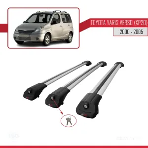 Toyota Yaris Verso (XP20) 2000-2005 Arası ile uyumlu ACE-1 Ara Atkı Tavan Barı GRİ 3 ADET BAR thumb 4