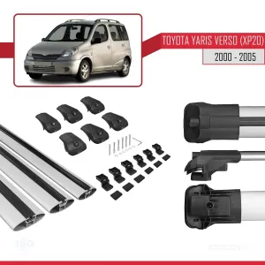 Toyota Yaris Verso (XP20) 2000-2005 Arası ile uyumlu ACE-1 Ara Atkı Tavan Barı GRİ 3 ADET BAR thumb 5