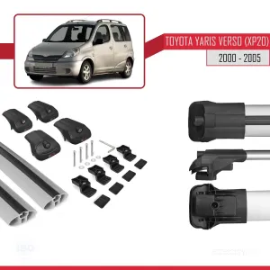 Toyota Yaris Verso (XP20) 2000-2005 Arası ile uyumlu ACE-1 Ara Atkı Tavan Barı GRİ thumb 5