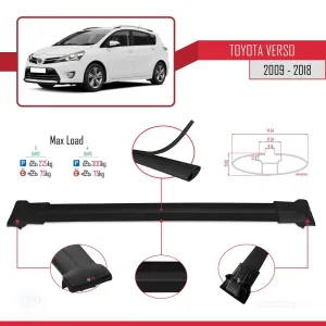 Toyota Verso 2009-2018 Arası ile Uyumlu FLY Model Ara Atkı Tavan Barı SİYAH 3 ADET BAR thumb 4