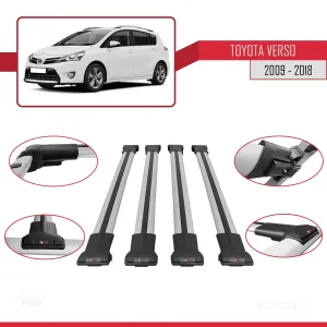 Toyota Verso 2009-2018 Arası ile uyumlu FLY Model Ara Atkı Tavan Barı GRİ 4 ADET BAR thumb 5