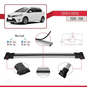 Toyota Verso 2009-2018 Arası ile uyumlu FLY Model Ara Atkı Tavan Barı GRİ - Görsel 4