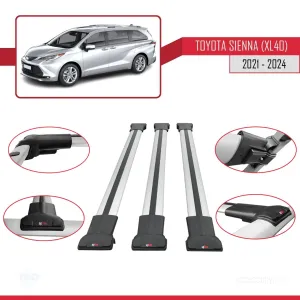 Toyota Sienna (XL40) 2021 ve Sonrası ile Uyumlu FLY Model Ara Atkı Tavan Barı GRİ 3 ADET BAR thumb 5