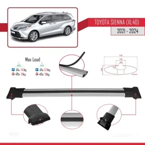 Toyota Sienna (XL40) 2021 ve Sonrası ile Uyumlu FLY Model Ara Atkı Tavan Barı GRİ thumb 4