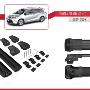 Toyota Sienna (XL40) 2021 ve Sonrası ile uyumlu ACE-1 Ara Atkı Tavan Barı SİYAH thumb 5