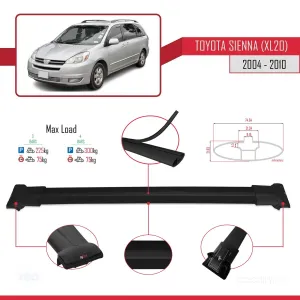 Toyota Sienna (XL20) 2004-2010 Arası ile Uyumlu FLY Model Ara Atkı Tavan Barı SİYAH 3 ADET BAR thumb 4