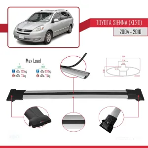 Toyota Sienna (XL20) 2004-2010 Arası ile Uyumlu FLY Model Ara Atkı Tavan Barı GRİ 3 ADET BAR thumb 4