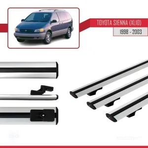 Toyota Sienna (XL10) 1998-2003 Arası ile uyumlu Basic Model Ara Atkı Tavan Barı GRİ 3 ADET - Görsel 3