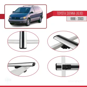 Toyota Sienna (XL10) 1998-2003 Arası ile uyumlu Basic Model Ara Atkı Tavan Barı GRİ 3 ADET - Görsel 4