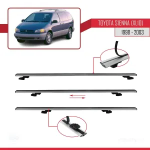 Toyota Sienna (XL10) 1998-2003 Arası ile uyumlu Basic Model Ara Atkı Tavan Barı GRİ 3 ADET - Görsel 5