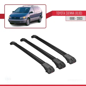 Toyota Sienna (XL10) 1998-2003 Arası ile uyumlu ACE-1 Ara Atkı Tavan Barı SİYAH 3 ADET BAR thumb 3